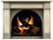 Wandaufkleber Kamin mit brennendem Feuer Wandtattoo Dekoration Brennholz Flammen fotorealistische Kunst Poster (Mittel Sahara)