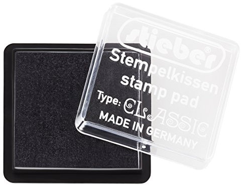 stieber® Mini-Stempelkissen mit Schnappdeckel, Gehäuse ca. 41x41 mm, Fasermaß ca. 34x34 mm *Bitte Farbe auswählen* (SCHWARZ)