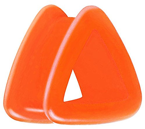 Piersando Silikon Flesh Tunnel Ohr Plug Piercing Ohrpiercing Dreieck Flexibel Weich Pyramide Dreieckig Piercing 12mm Orange