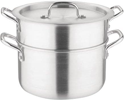 Vogue Aluminium Double Boiler Pan with Lid 4 Litre/24 cm, Silver, Chocolate Melting Pot, Weight: 1.2 kg - For Creating Delicate Sauces, Custards & Melting Chocolate, K643