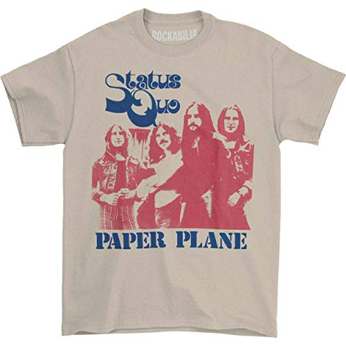 Status Quo T Shirt Paper Plane Group Shot Band Logo offiziell Herren Nue Beige XL