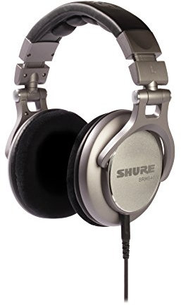 Shure SRH940-E Cuffia Chiusa Professionale Da Studio Pieghevole, Padiglioni In Velluto, Cavo Staccabile, Nero/Argento