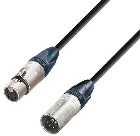 Adam Hall Cables 5 STAR DGH 1000 - DMX Kabel, Neutrik 5-Pol XLR male auf 5-Pol XLR female, schwarz, 10m
