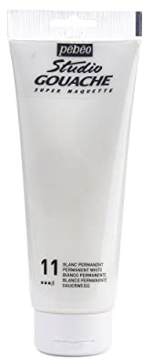 Pébéo – Peinture Gouache 220ml – Tube de Peinture Gouache Qualité Fine – Idéal Travaux Étude – 1 Tube de 220 ml Blanc Permanent