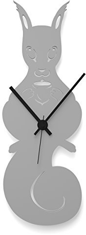 WANDKINGS Wanduhr Eichhörnchen aus Acrylglas, in 11 Farben erhältlich (Farbe: Uhr = Grau glänzend; Zeiger = Schwarz)