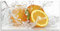ARTLAND Wanddeko Glasbilder Wandbild Glas Bild einteilig 100x50 cm Querformat Früchte im Wasser Obst Orange Frucht Cocktails Bar Modern T5UI