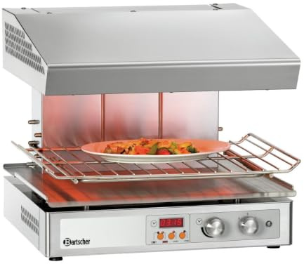 Bartscher Hi-Light-Salamander 600-2Z – Infrarot-Grill mit 2 Heizzonen, höhenverstellbarem Grillrost, Warmhaltefunktion, Edelstahl, für Gastronomie