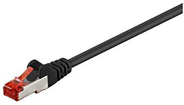 goobay CAT 6 Câble de Liaison, S/FTP (PiMF), Noir, 0.15m Longueur