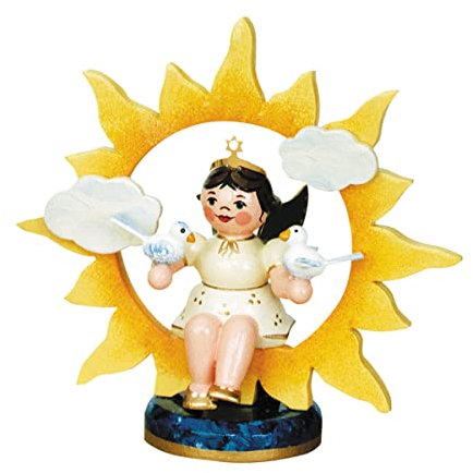 Engel-Sonne mit Tauben - 6,5cm / Weihnachtsengel - Original Erzgebirge Engel -Hubrig Volkskunst