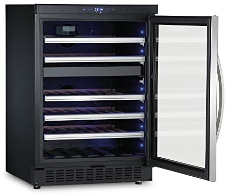 Dometic MaCave D50, 2 Zonen Wein-Kühlschrank für 46 Flaschen, Weintemperierschrank +5 °C bis +22 °C, Wein-Klimaschrank, Edelstahl-UV-Glastür