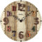 AMS 9423 Wanduhr Quarzuhr Bunte arabische Zahlen Dekouhr Holz-Optik Runde Form