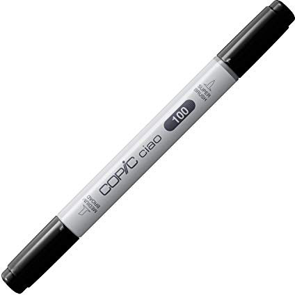 COPIC Ciao Marker Typ - 100, black, vielseitiger Layoutmarker, mit einer mittelbreiten und einer Brush-Spitze