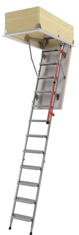 FAKRO - LML Lux Dachbodentreppe - Bodentreppe 70x120/280cm - Gedämmt, 1,1 U W/m²K, Klappbar, 3-teilig, Treppen aus Metall, 13 Stufen, Leiter 39 cm Breit, mit Leiterentlastungsmechanismus