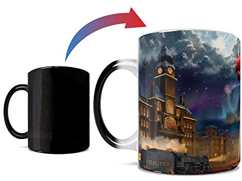 Morphing Mugs Thomas Kinkade (The Polar Express) Color-Changing Ceramic 11oz Black Coffee Mug