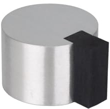 EVI Herrajes | Türstopper Boden Kleben | Ø28 x 20 mm | Mattes Edelstahl, Schwarzer Gummi | Sehr gute Haftung | I-19328AM