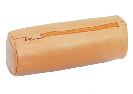 Alassio 43017 - Schlamperrolle XXL aus echtem Leder, Stiftetui Natur, Schlamper ca. 22 x 9 cm, Schlampermäppchen rund, Etui für Schreibgeräte, Faulenzerrolle groß