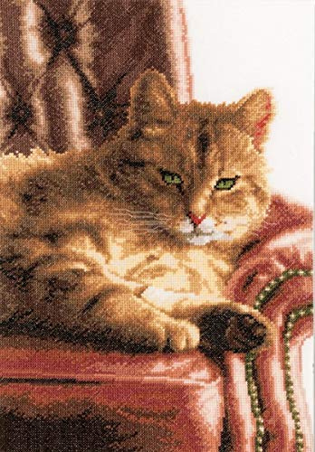 LANARTE PN-0021762 Gezählten Kreuzstich Kit, Entspannte Tabby, Aida, W