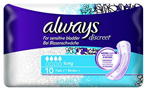 Always Discreet Inkontinenz Binden für mittlere Blasenschwäche - Long, 2er Pack (2 x 10 Stück)