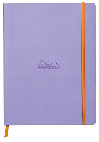 RHODIA 117559C - Soft Notebook Iris - 19x25 cm - Dot Dot - 160 pages - Clairefontaine Ivory Paper 90 g/m - Bookmark, Elastic Closure - Faux Leather Cover - Rhodiarama Collection