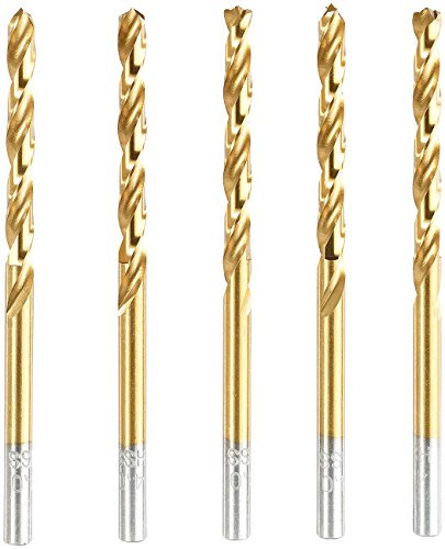 AGT Stahlbohrer: HSS-Bohrer-Set für Metall, Titan-beschichtet, 4 mm, 5 Stück (Metallbohrer-Set, Werzheug-Zubehör, gehärteten Stahl)