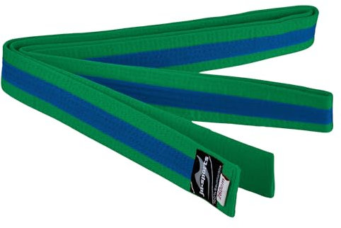 Ju-Sports Budogürtel - grün/blau/grün, Baumwolle I Kampfsport Gürtel Für Budo-Sportarten, Judo, Karate uvm. I Ca. 4 cm breiter Martial Arts Gürtel I 320 cm
