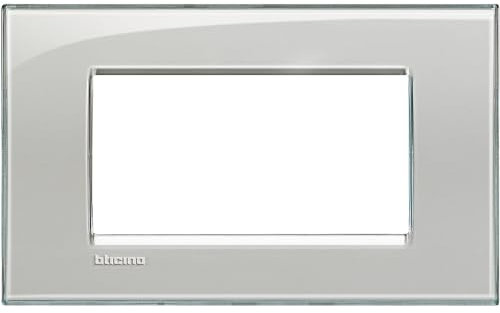 BTicino Livinglight Placca, Forma Rettangolare, Ghiaccio, 4 Moduli
