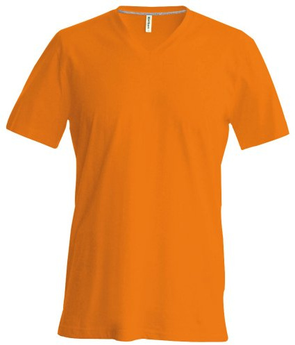 Kariban Mens Short Sleeve V Neck Slim Fit T-Shirt (2XL) (Orange)