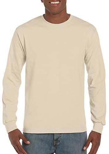 Gildan Men's Double Needle Rib Knit T-Shirt - Beige -