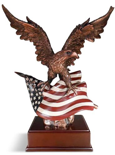 Großer Adler mit American Flagge Skulptur aus Kunstharz – 36,8 cm hoch