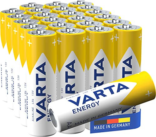 VARTA Batterien AA, 24 Stück, Energy, Alkaline, 1,5V, Verpackung zu 80% recycelt, für einfachen Grundbedarf, Made in Germany