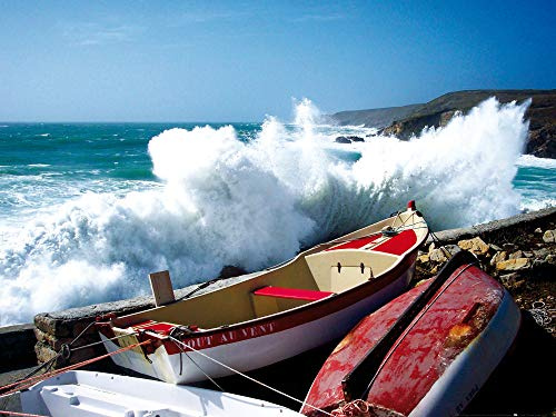 1art1 Barques Poster Port Et Mer Tourmentée Affiche Reproduction 80x60 cm