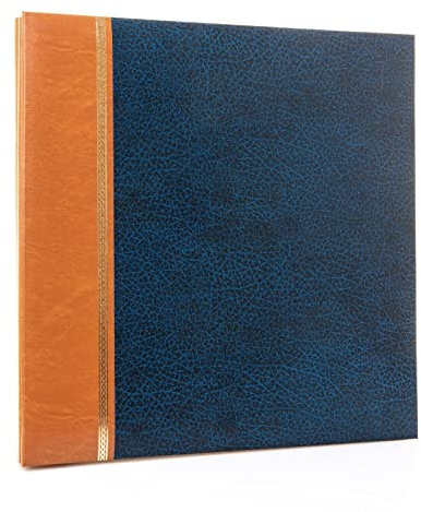 Kenro Grace Classic Self Adhesive Photo Album with 40 Pages - Navy Blue Faux Leather Journal. Memory Photo Book for 200 6x4 Photos & Proportional Number for Other Sizes - KD104UE