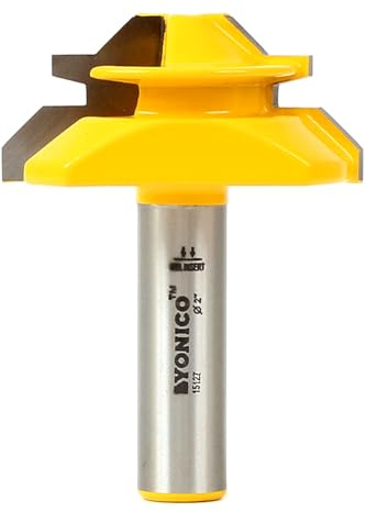 yonico 15127 Medium Lock Miter Router Bit mit 45 Grad 3/4-Zoll Lager 1/2 Schaft