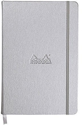 Rhodia 118767C Web Notebook (elfenbein 90 g, DIN A5, 140 x 210 mm, dot grid, 96 Blatt) 1 Stück silber