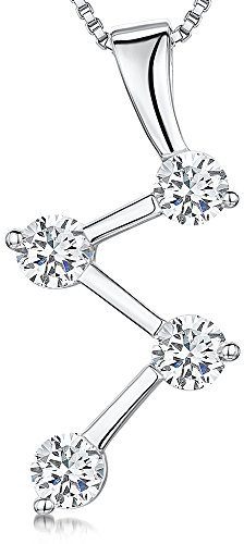 Jools von Jenny Braun® Silber Anhänger mit einem Zig Zag Silber Anhänger mit vier CZ Steine