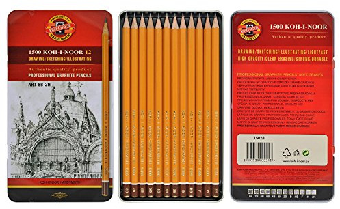 KOH-I-NOOR 1502012008PL Art Soft Grades 8B-2H (Set), (gelbes Gehäuse)