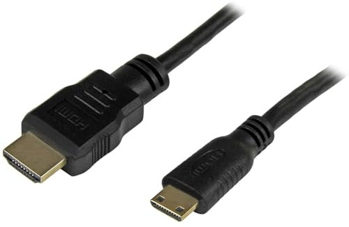 StarTech.com 1ft Mini HDMI to HDMI Cable with Ethernet - 4K 30Hz High Speed Mini HDMI to HDMI Adapter Cable - Mini HDMI Type-C Device to HDMI Monitor/Display - Durable Video Converter Cord (HDMIACMM1)