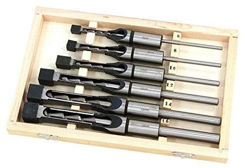6-Piece Hollow Square Mortice and Chisel Bit Set