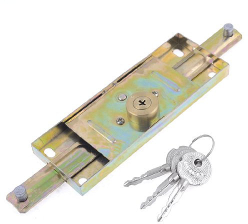 sourcingmap Serrure pour Volet Roulant Porte Garage Entrepôt Magasin ton or 23 cm de long avec 3 clés verticales