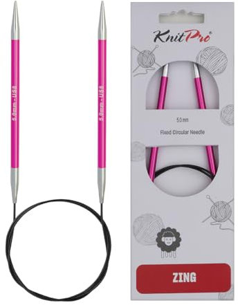 KnitPro K47071 Rundstricknadel, Metal, Rosa, 40cm / 5mm