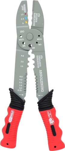 KS Tools 115.1231-E Pinza a crimpare multifunzione per capicorda preisolati e non isolati, 220mm su rimorchio