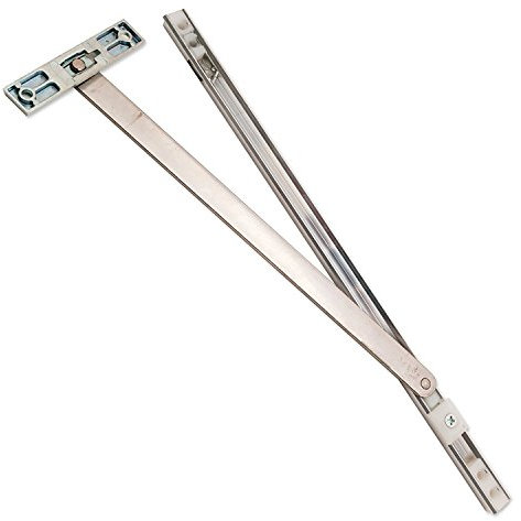 4 x 335mm Stainless Steel Restrictor Door Stay with Adjustable Friction pad - Holds Open at 90°