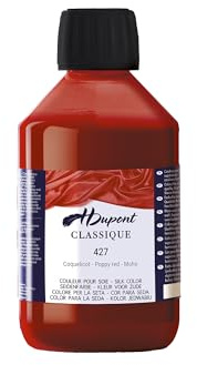 H Dupont DU0600250427C - Flasche Seidenmalfarbe Klassik 250ml, Säurefarbstoffen für eine präzise Arbeit, mit Dampffixierung, für den professionellen Gebrauch, Mohnrot, 1 Stück