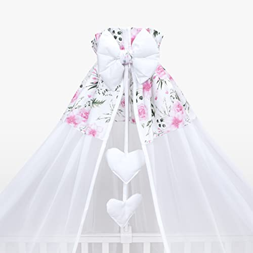 Baldacchino in chiffon/tenda in tulle per la cameretta dei bambini, per culla o lettino, 370 x 180 cm (Rosa)