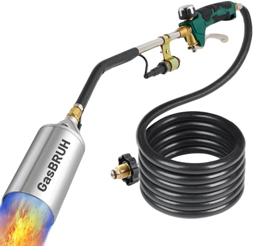 GasBRUH Propanbrenner, Unkrautbrenner, 360.000 BTU, robuste Lötlampe mit Turbo-Auslöser und 3 m Schlauch, Propan-Unkrautbrenner mit Zünder, Flammenwurf für Unkraut, Garten, Holz, Holzkohle, Eisschnee