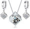 Crystalline Azuria Weiß Zirkonia Kristalle Würfel Schmuck-Set Halskette Anhänger 45 cm Ohrhänger 18 kt Weiß Vergoldet