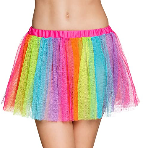 Boland 01710 - Tutu Regenbogen mit Gummizug, Länge ca. 30 cm, Rock, Petticoat, Kostüm, Fee, Mottoparty, Karneval, Fasching