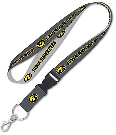 WinCraft Iowa Hawkeyes Lanyard with Detachable Buckle, 1 - Grey