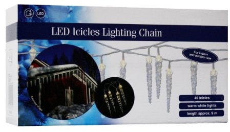 Haushalt International LED Eiszapfen Lichterkette 40 Zapfen - warmweiß - Lichtervorhang Innen & Außen Eisregen