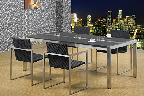 Szagato Esszimmertisch Edelstahl mit Granitplatte LxB: 180x100 cm, (Marke (Wohnzimmertisch, Esstisch, Gartentisch, Designertisch)